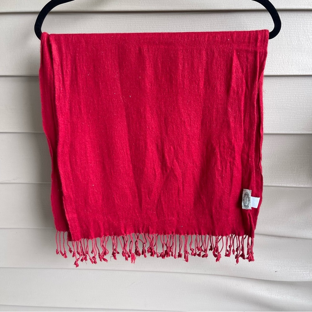 Joolay Cashmere Silk Red Scarf 67” Holiday Christmas